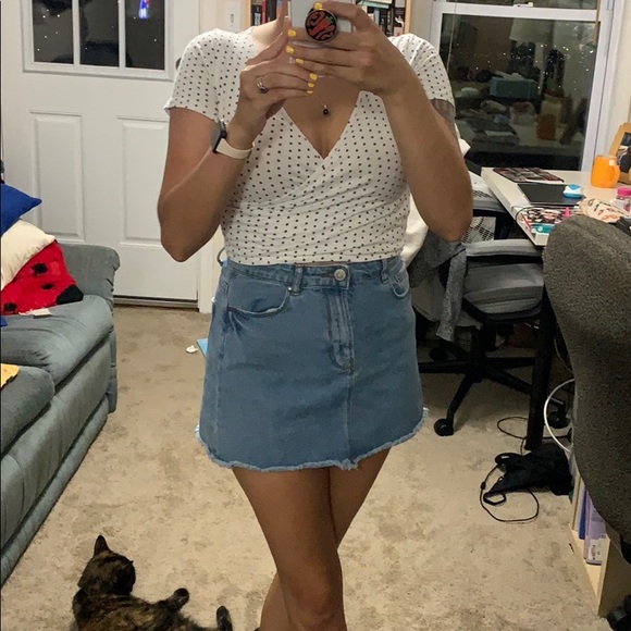 Denim High Waisted Skirt - Picture 2 of 3